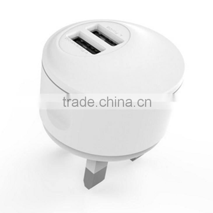 Wholesale Universal Portable 5V 2.1A 2 USB Ports UK Type Mobile Phone Charger