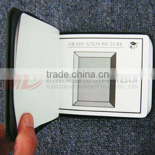 Forest Green Zipper Closed Leatherette Autograph Book with Golden Stamping