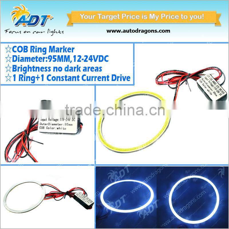 1Pair 90MM Car Led Headlight COB LED Halo Ring Angel Eyes Warning Lamps