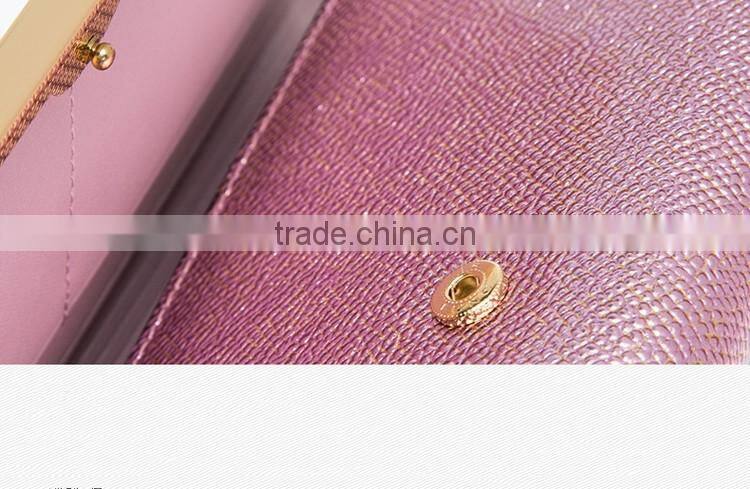3 fold wallet in shinny pink color,fashion and elegant style feminine wallet