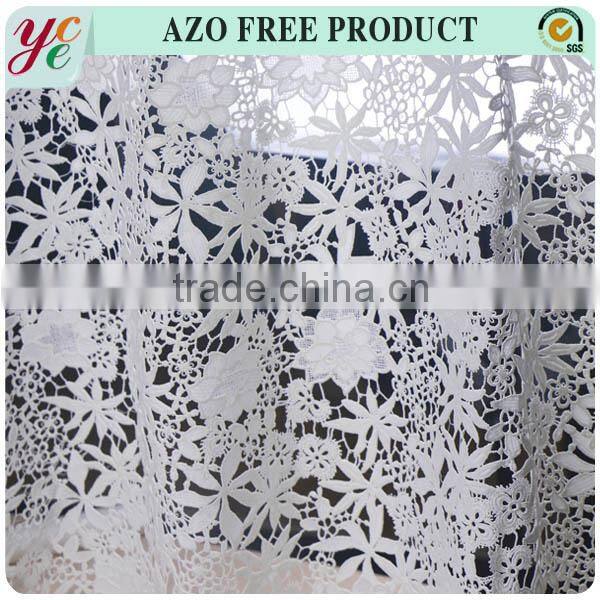 Fashion style snow white chemical lace polyester embroidery fabric