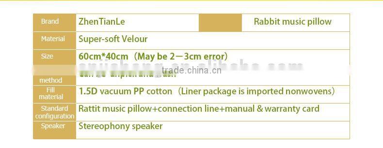 popular gift hot sale 2014 blue cove rabbit speaker pillow for iPhone