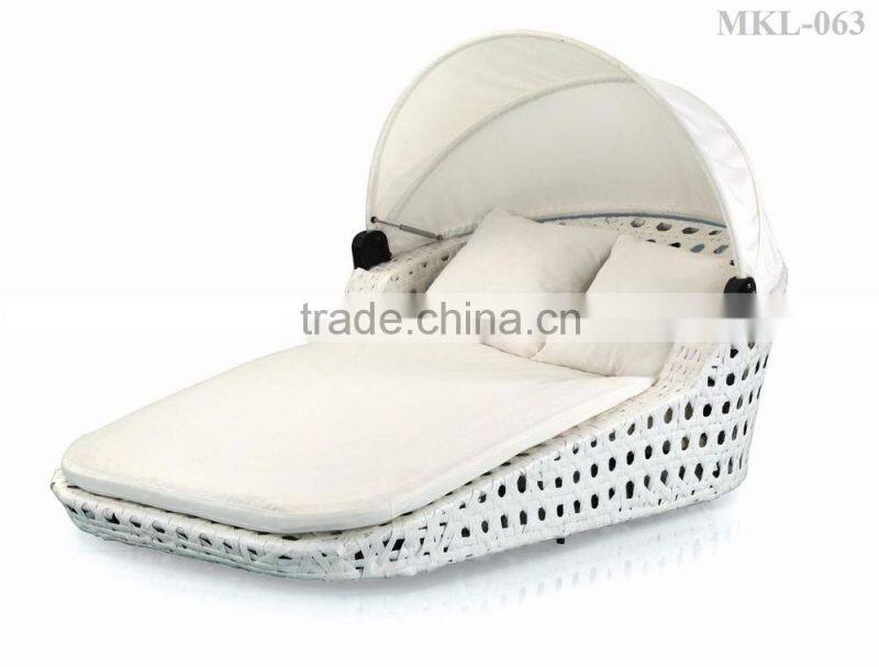 Popular Outdoor Rattan Wicker Rattan Sunbed (1.2mm thickness alu frame, Waterproof cushion,UV protection,SGS certificate)