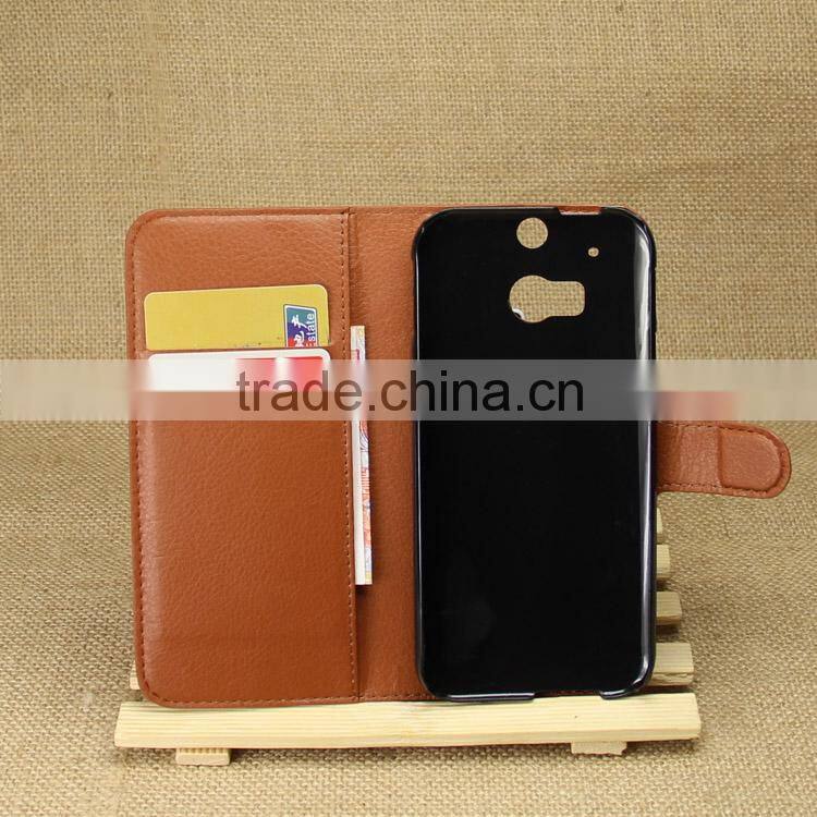 Durable best sell flip leather phone case for htc one m8
