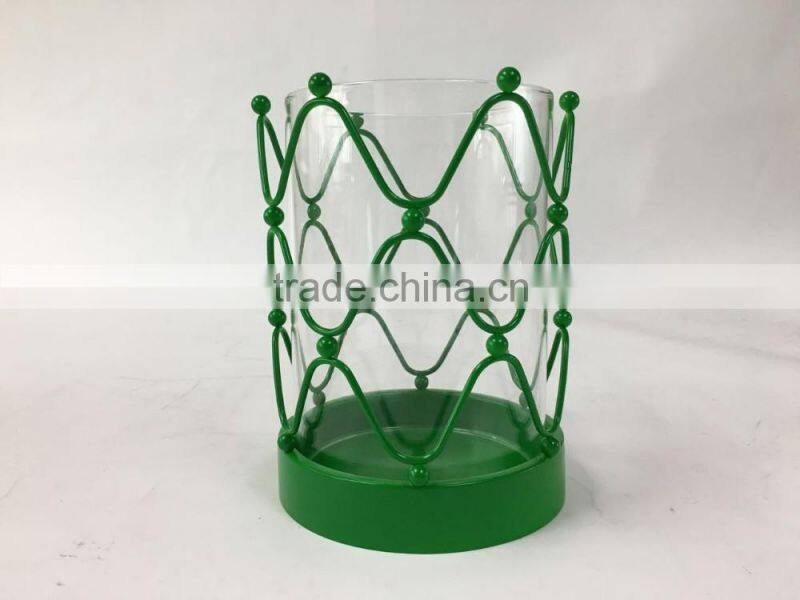 Metal Hurricane Candle Holder With Clear Glass in defferent color