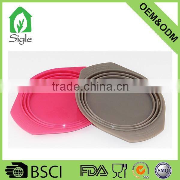 Ultra Durable Silicone Expandable Collapsible Foldable Travel Bowl Dish with handle