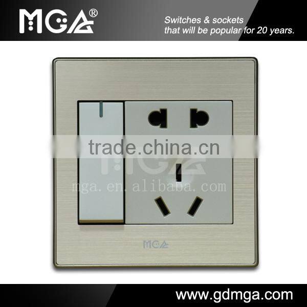 10A Electric Switch and Socket w Metal Panel