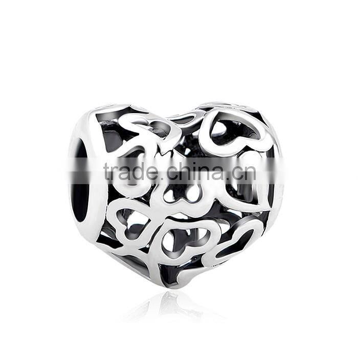 free samples 925 sterling silver heart charm italian blank charm