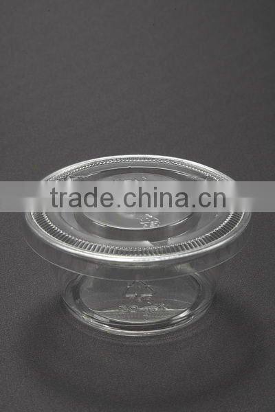 PET plastic portion cup with fild dome