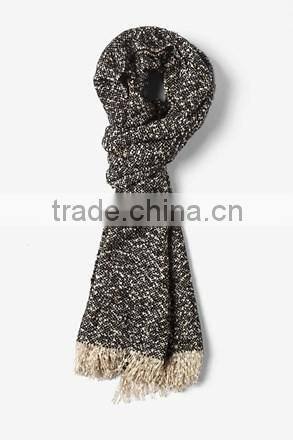 2016 fashion custom made mens wool woven fringed scarfs