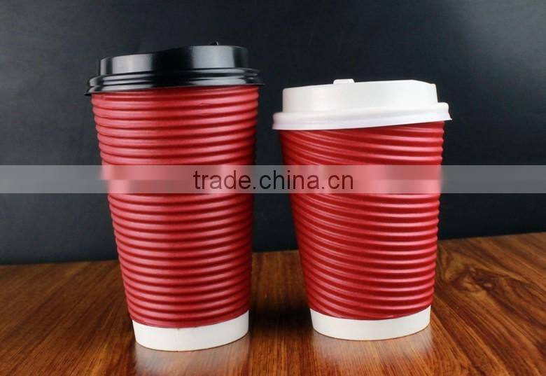 Custom disposable logo print colorful Christmas coffee ripple wall paper cups for coffee/tea/milk
