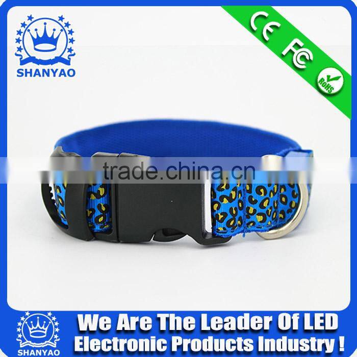 2015 Hot Selling Christmas LED Electronic Dog Collar With Leopard