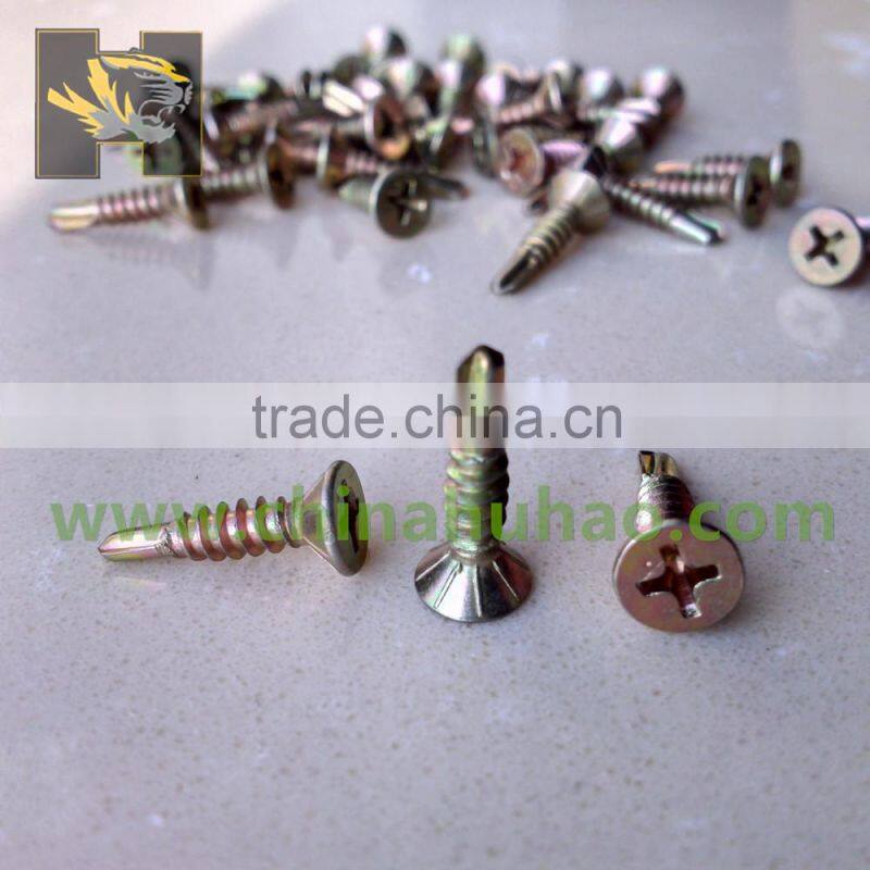 yellow coated double csk head self drilling screw