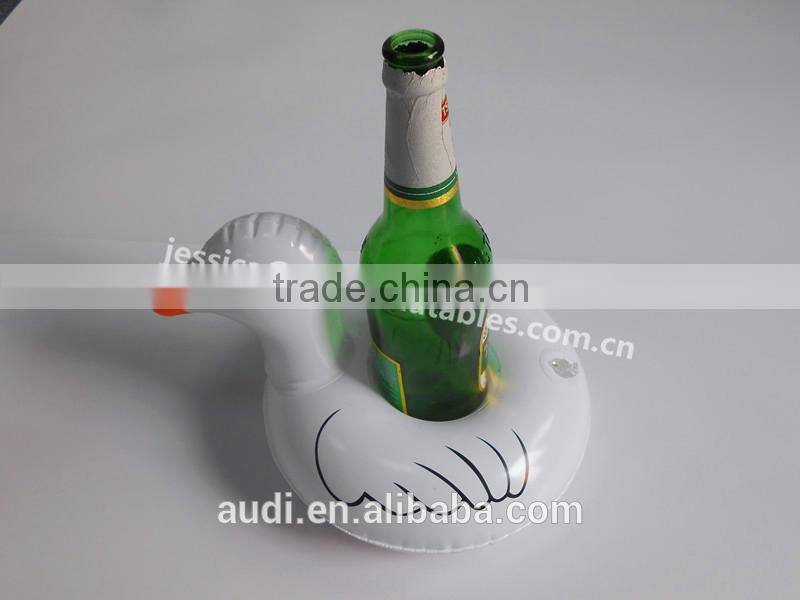 Plastic inflatable floating swan cup holders