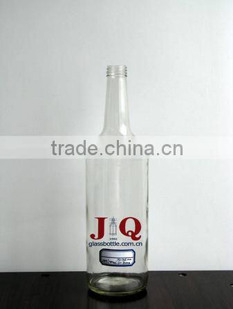 1L round clear spirit glass bottle