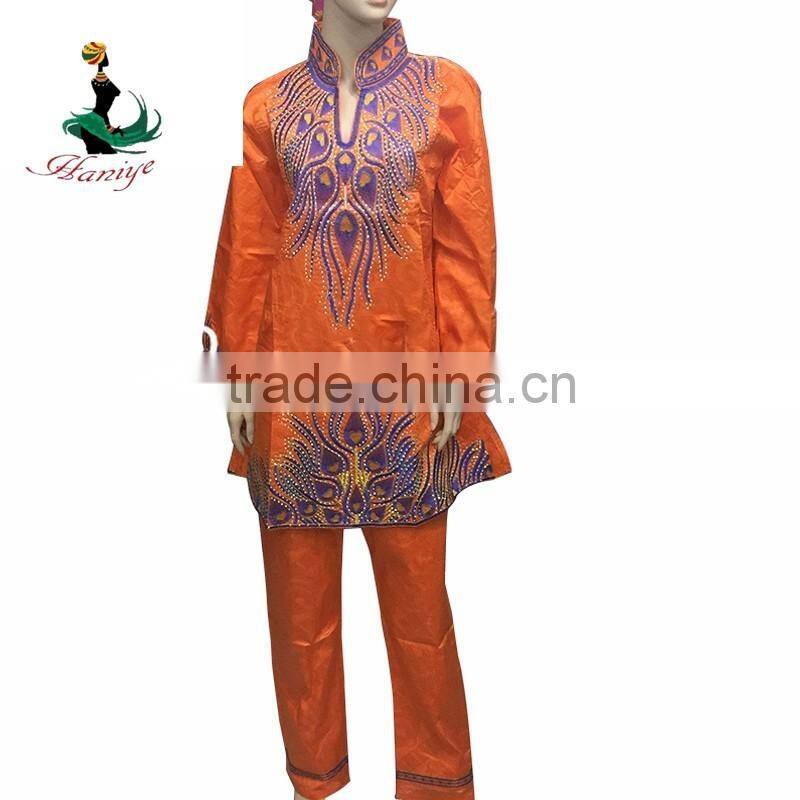 2016 Haniye African woman Bazin traditional embroidered cotton dress riche woman of African Design