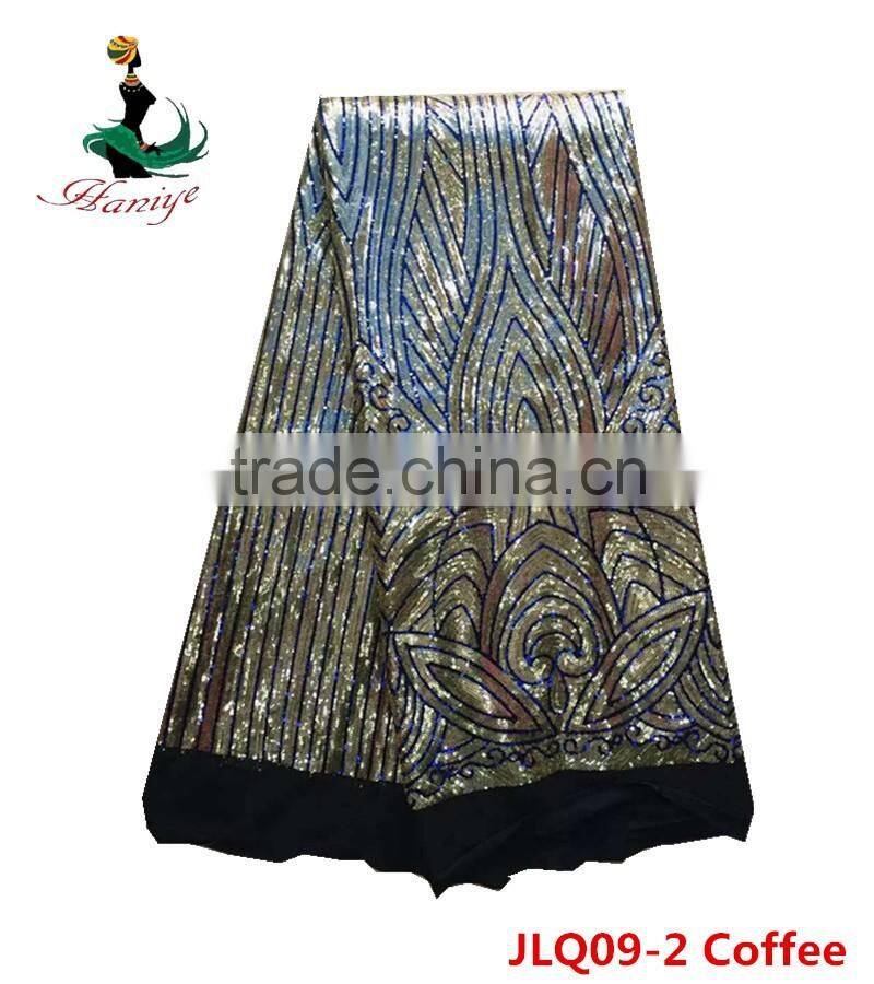 Haniye 2016 Best Price Embroidery French lace / Hot Selling Tulle Lace sequins Fabric /JLQ09-8