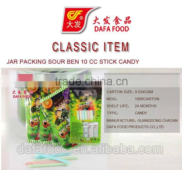 PVC jar packing sour ben 10 cc stick candy