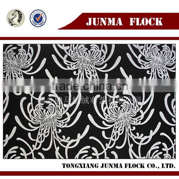 Black and White Dandelion Floral Pattern China Textile Flocked Luxury Fabric Sofa