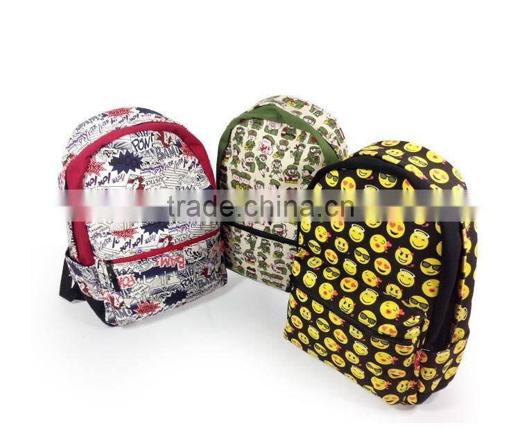 Emoji Printed High School Bag Backpack,smile face canvas daypack backpack cool Cute Emoji Backpack