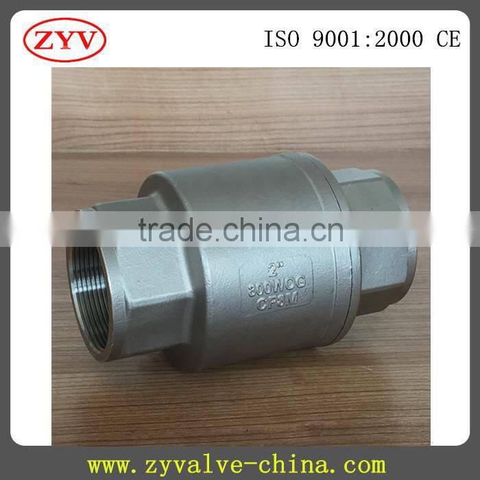 2PC spring Vertical 800WOG stainless steel miniature check valve