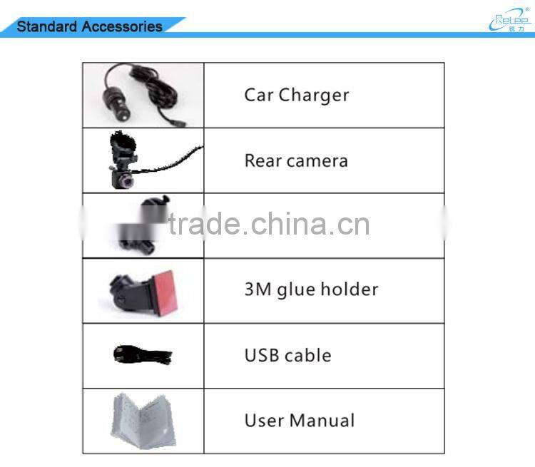 2.7'' LCD screen FHD 1080P cycle recordring dual cam car dvr dashboard camera black box