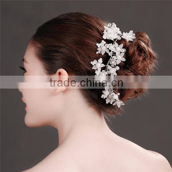 MYLOVE Pearl Beads Crystal Flower Tiara Jewelry Hair Band Clip Headband Wedding Party MLF125