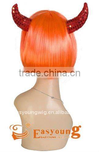 Cheap synthetic red color hair fashion orange color party wig, Halloween wig wholesale