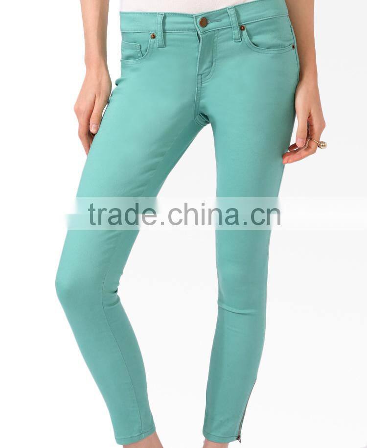 Stretchy Zippered Denim Skinny Jeans for women (LOTX173)