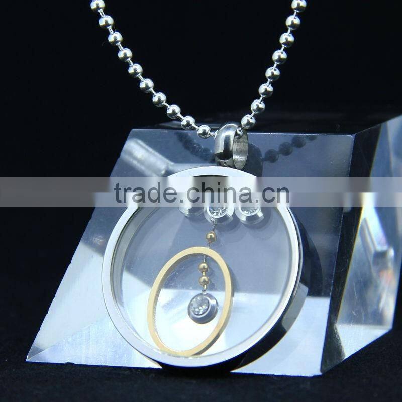 stainless steel glass pendant with charms for promotion