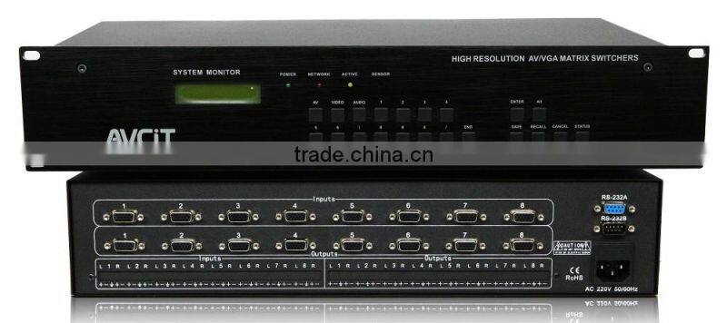 OEM/ODM 1080P VGA 8x8 Matrix Switcher, Programmable AV Central Remote Controller