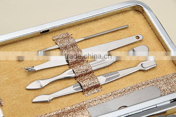 Bonvatt beauty stainless steel manicure set shining colorful pouch luxury manicure set