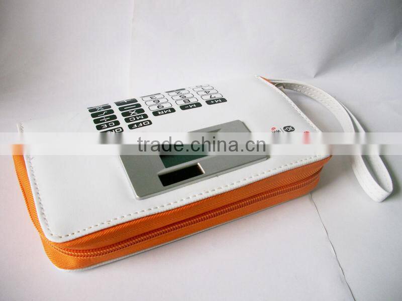 promotional item solar electronic pencil case calculator bag purse calculator