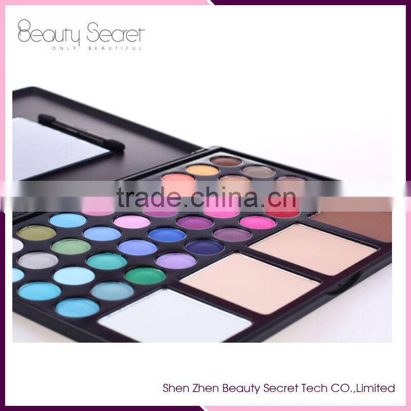 Mineral material 44 color pressed glitter eyeshadow makeup palette can oem
