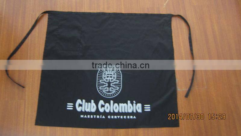 Black Waist / Bar Half Apron With Pocket /waist apron with big logo