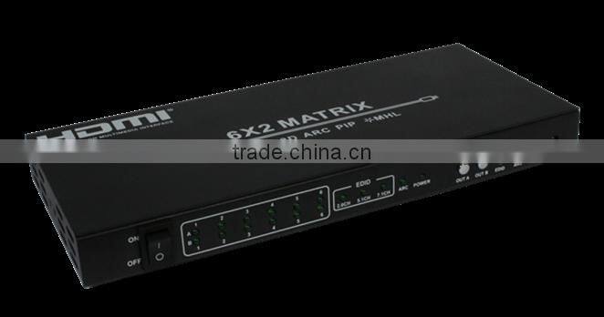 New Product High Quality HDMI 1.4 Matrix 6*2 HDMI Switch Black