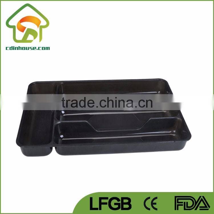 Food Grade 4 Compartment Drawer Plastic Tableware Organizer