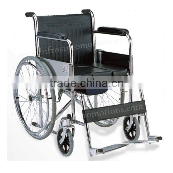 Popular adult steel manual folding commode wheelchair