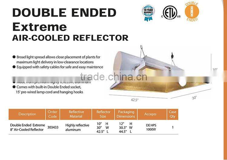 Hydroponic Equipment Industry Top 3 Manufacturer Air Cooled Double Ended Grow Light Reflector