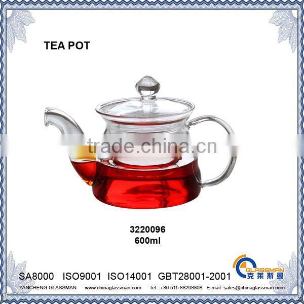 clear borosilicate glass tea pot TP096