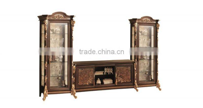 Italian Traditional 24K Gold Plated Living Room Sofa/TV Cabinet With Side Board And Mirror(MOQ=1 SET)