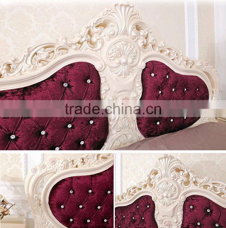 Luxury French style hand carved wooden living room double bed