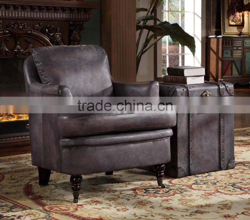 American Replica Genuine Leather Living Room Couch/Vintage Leather Arm Chair