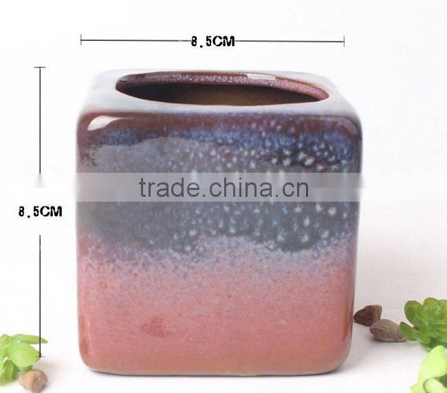 Attractive kiln glaze square mini ceramic flower pots