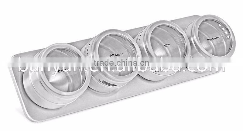 4 Pcs Stainless Steel Salt and Pepper Cruet Condiment Holder Magnetic Spice Set