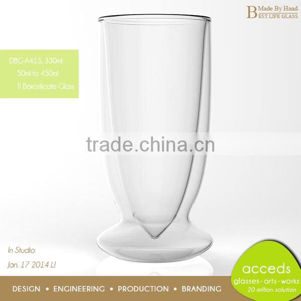 Eco-Friendly Wholesale Double Layer Soda Drinking Glass Cup