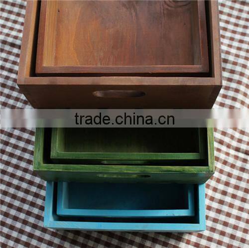 Zakka Nostalgic Wooden Pallet Vintage Wooden Tray Completely Solid Wood Storage Box wood Craft Home Decoration A pair