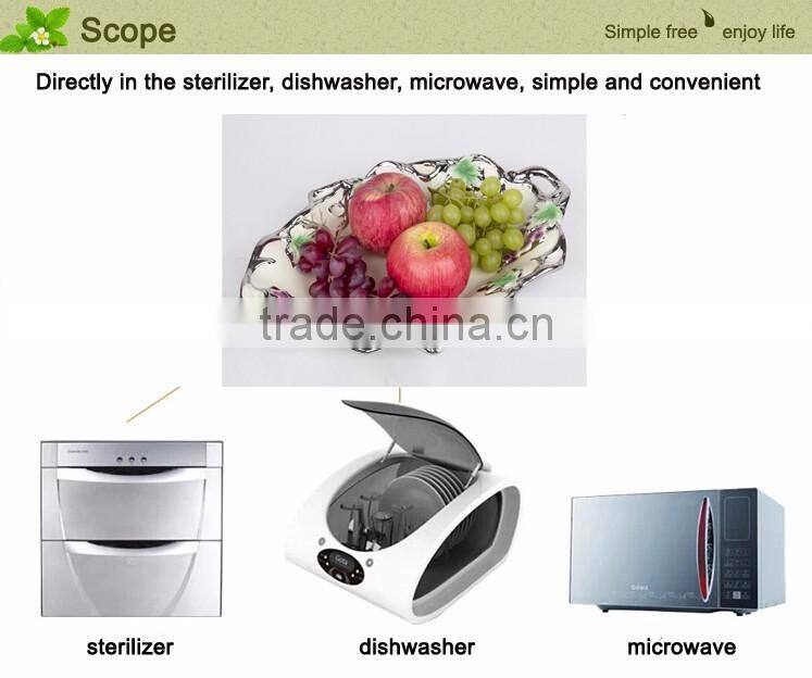 Wholesale leaf shape ceramic plate,leaf shape plate golden ceramic snack plate