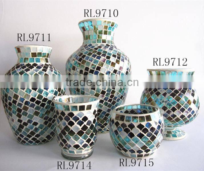 Color Scalloped Shape Mosaic Handmade Rustic Vase Single Types of Flower Vase