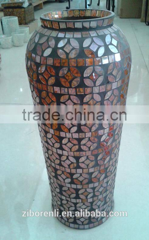 Teal Exotic Decoration Chinese Copper Cash Mosaic Tall Large Decorative Floor Vases